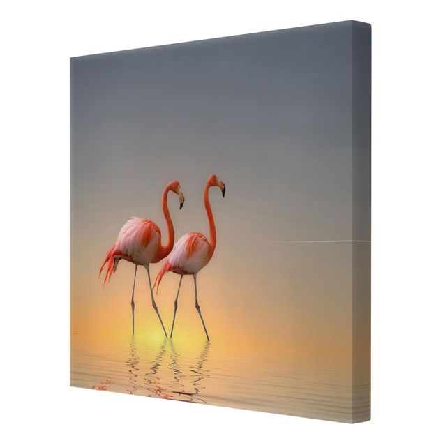 Leinwandbild - Flamingo Love - Quadrat 1:1