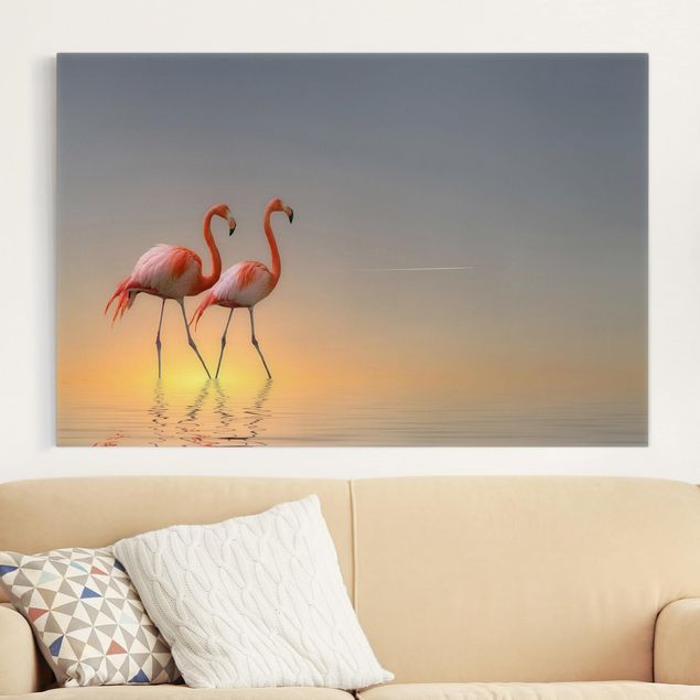 Leinwandbild Vögel Flamingo Love
