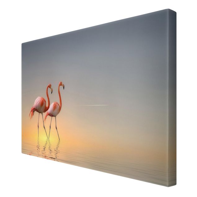 Leinwandbild - Flamingo Love - Quer 3:2
