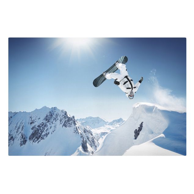 Leinwandbild - Fliegender Snowboarder - Quer 3:2