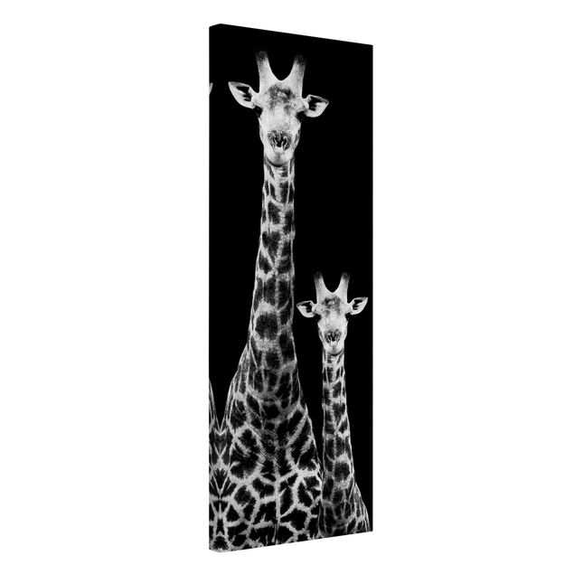 Leinwand Tiere Giraffen Duo schwarz-weiß