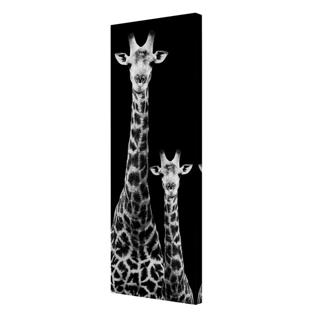 Leinwandbilder Giraffen Duo schwarz-weiß
