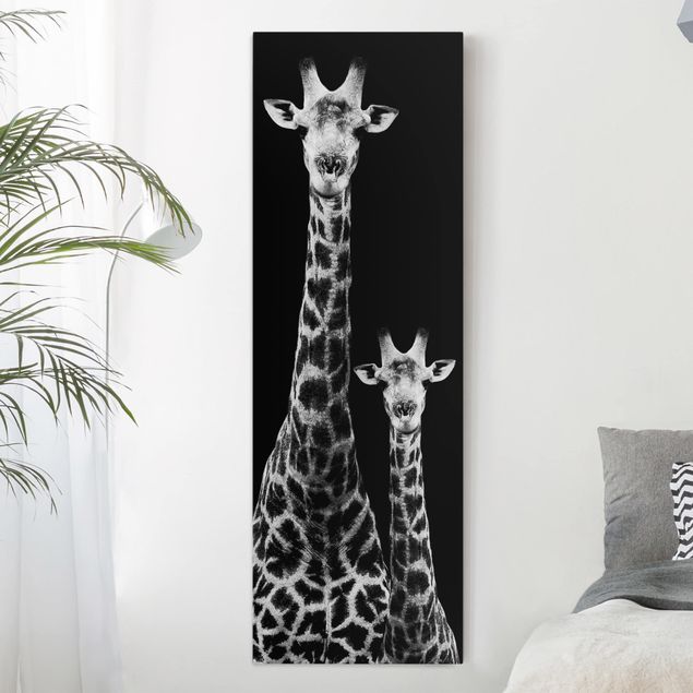 Leinwandbilder schwarz-weiß Giraffen Duo schwarz-weiß