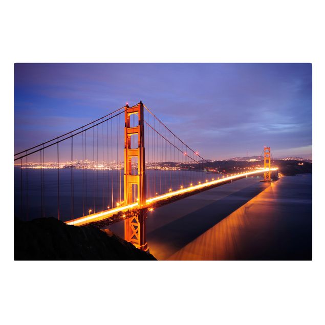 Leinwandbild - Golden Gate Bridge bei Nacht - Quer 3:2