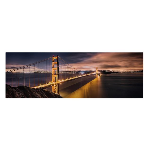 Leinwandbild - Golden Gate to Stars - Panorama Quer