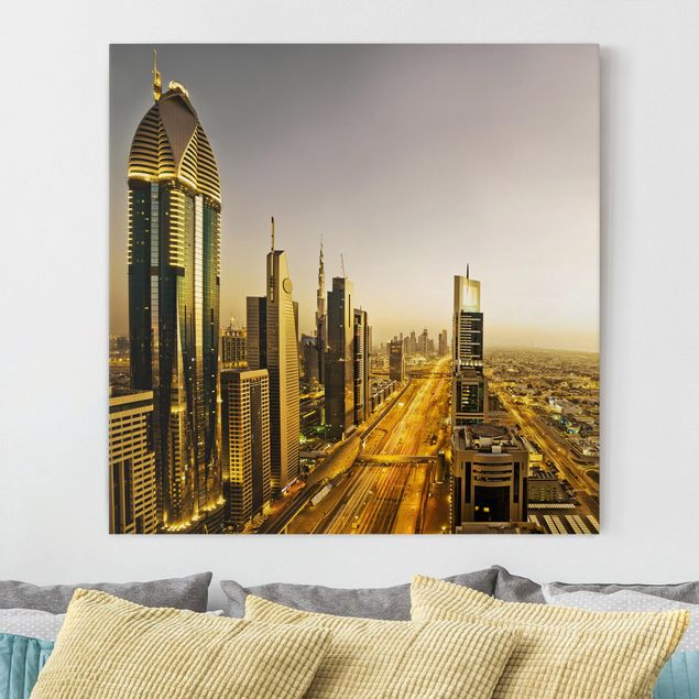 Skyline Leinwand Goldenes Dubai