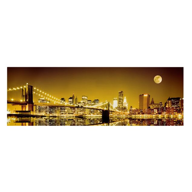 Leinwandbild - Goldenes New York - Panorama Quer
