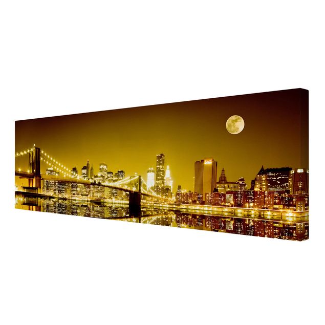 Leinwandbild - Goldenes New York - Panorama Quer