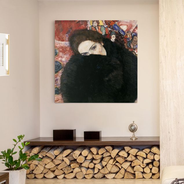 Art Deco Poster Gustav Klimt - Dame mit Muff