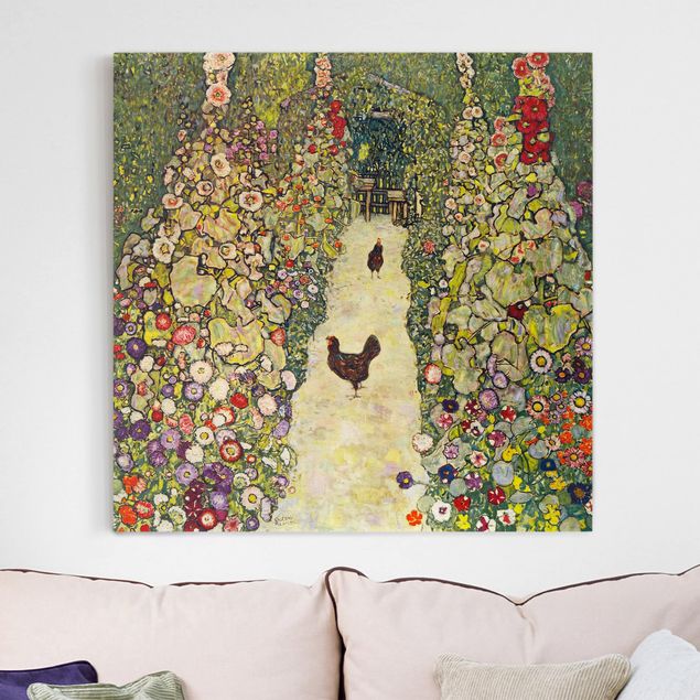 Art Deco Poster Gustav Klimt - Gartenweg mit Hühnern