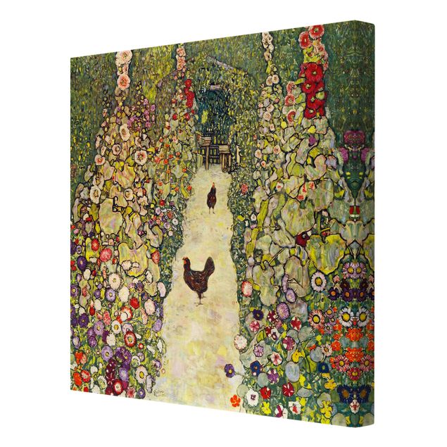 schöne Leinwandbilder Gustav Klimt - Gartenweg mit Hühnern