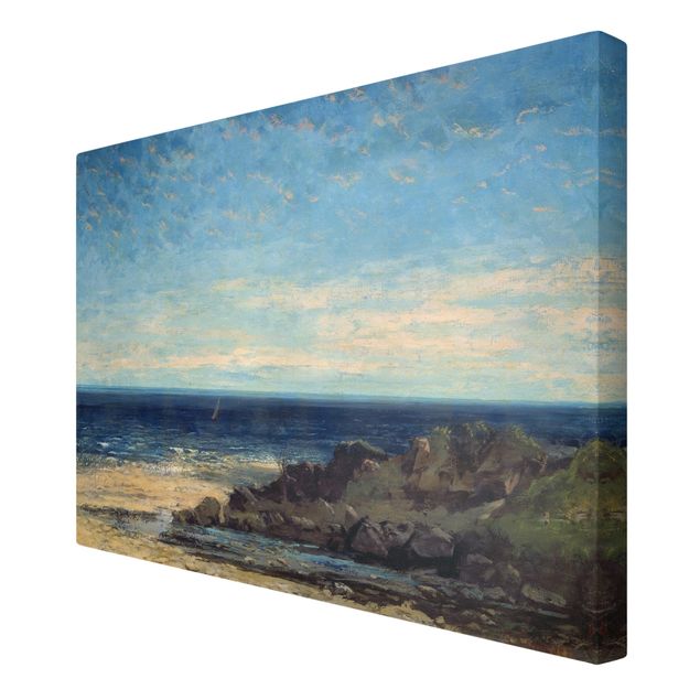 Leinwandbild - Gustave Courbet - Blaues Meer - blauer Himmel - Quer 3:2-60x40