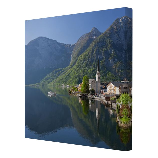 Leinwandbilder kaufen Hallstätter See und Bergblick