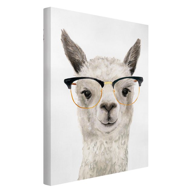 Leinwandbilder Hippes Lama mit Brille I