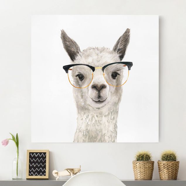 Leinwandbilder modern Hippes Lama mit Brille I