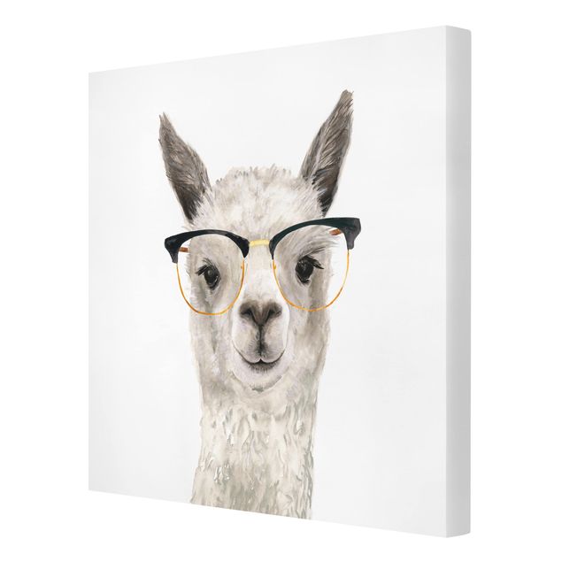Leinwandbild - Hippes Lama mit Brille I - Quadrat 1:1