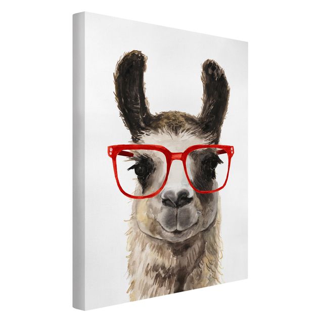 schöne Leinwandbilder Hippes Lama mit Brille II
