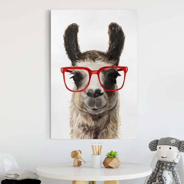 moderne Bilder auf Leinwand Hippes Lama mit Brille II