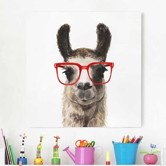 Leinwandbilder Tiere Hippes Lama mit Brille II