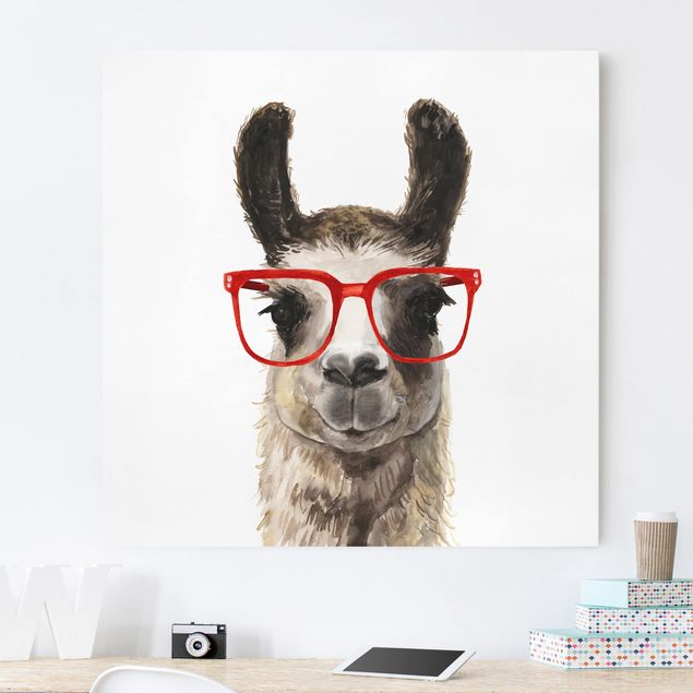 moderne Leinwandbilder Hippes Lama mit Brille II