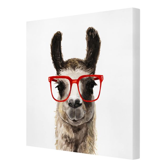 Leinwandbild - Hippes Lama mit Brille II - Quadrat 1:1