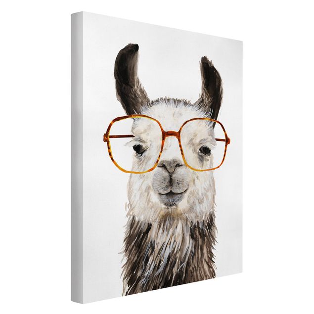 Leinwandbilder Hippes Lama mit Brille IV