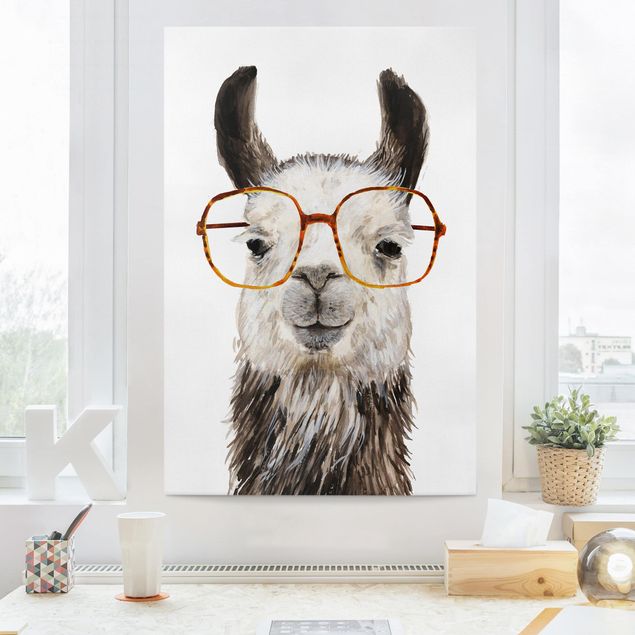 Leinwandbilder modern Hippes Lama mit Brille IV