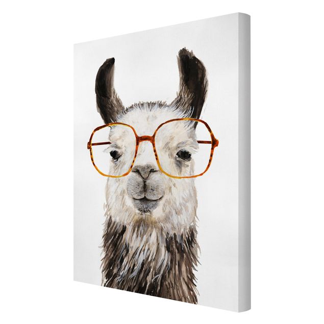Leinwandbild - Hippes Lama mit Brille IV - Hochformat 3:2