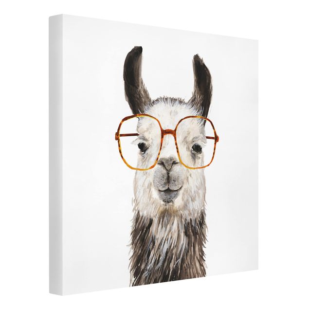 Leinwandbilder kaufen Hippes Lama mit Brille IV