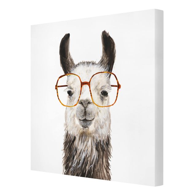 Leinwandbild - Hippes Lama mit Brille IV - Quadrat 1:1