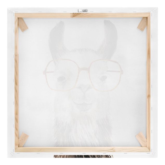 Leinwandbild - Hippes Lama mit Brille IV - Quadrat 1:1