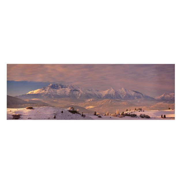 Leinwandbild - Hohe Tatra am Morgen - Panorama Quer