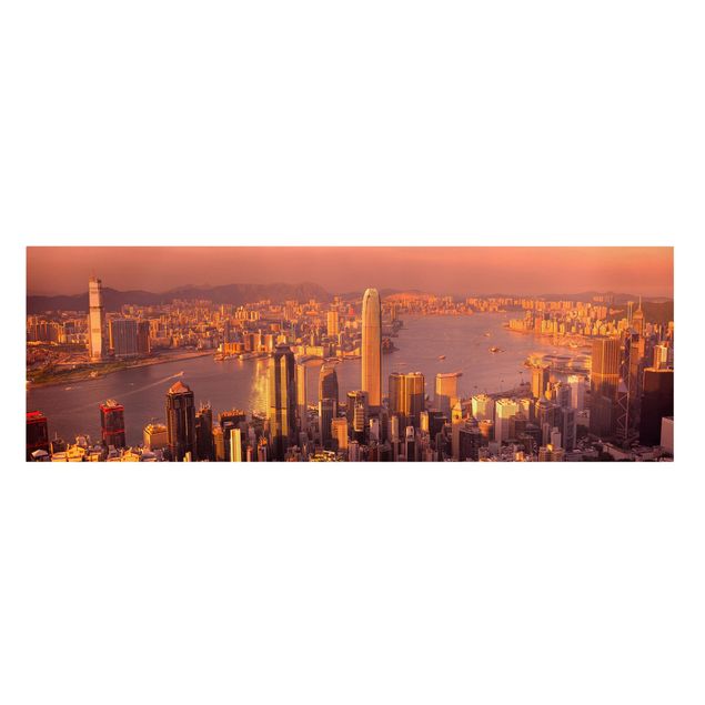 Leinwandbild - Hongkong Sunset - Panorama Quer