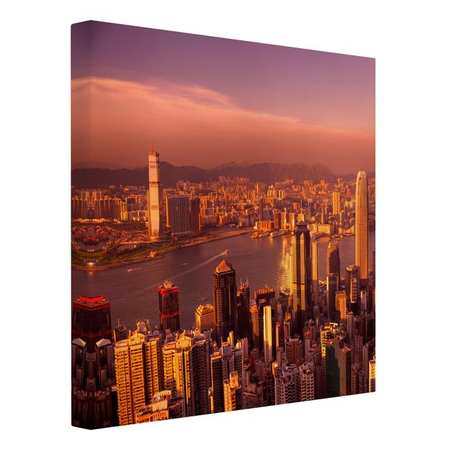 Leinwandbild - Hongkong Sunset - Quadrat 1:1