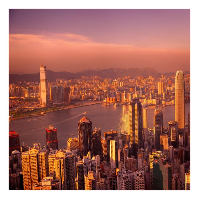 Leinwandbild - Hongkong Sunset - Quadrat 1:1