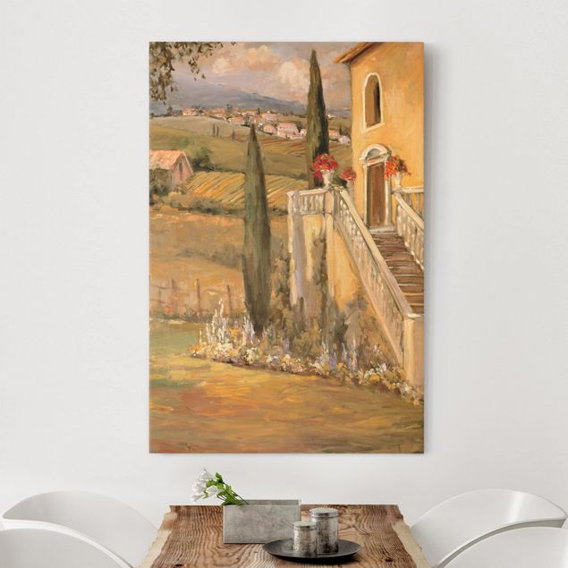Skyline Leinwandbild Italienische Landschaft - Haustreppe
