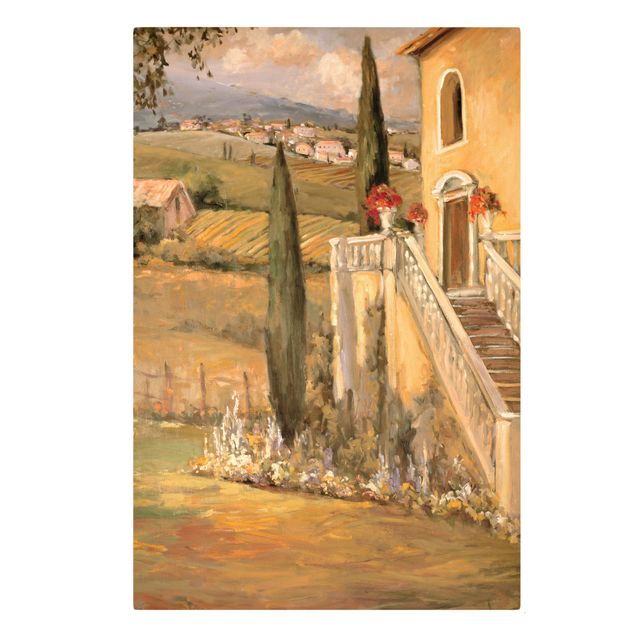 Leinwandbild - Italienische Landschaft - Haustreppe - Hochformat 3:2