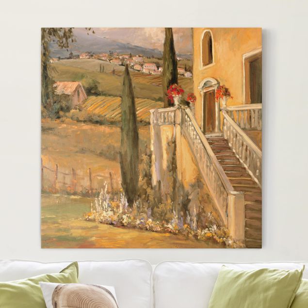Leinwandbilder modern Italienische Landschaft - Haustreppe