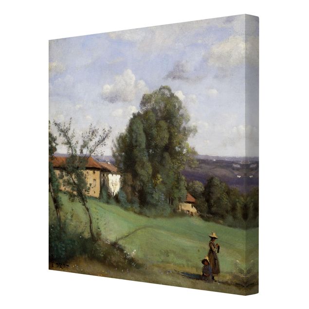 Leinwandbild - Jean-Baptiste Camille Corot - Ein Bauernhof in Dardagny - Quadrat 1:1