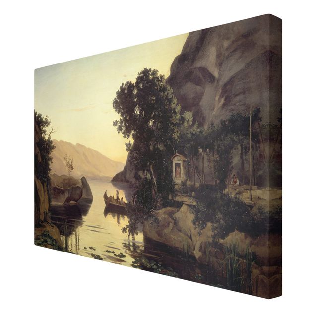 Leinwandbild - Jean-Baptiste Camille Corot - Landschaft bei Riva am Gardasee - Quer 3:2