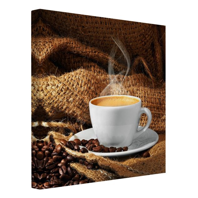 Leinwandbild - Kaffee am Morgen - Quadrat 1:1