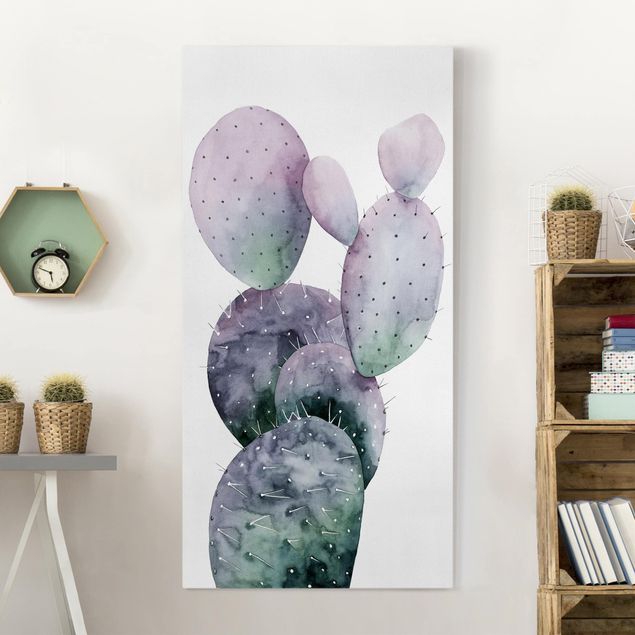 moderne Leinwandbilder Kaktus in Lila I