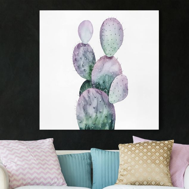 moderne Leinwandbilder Kaktus in Lila II