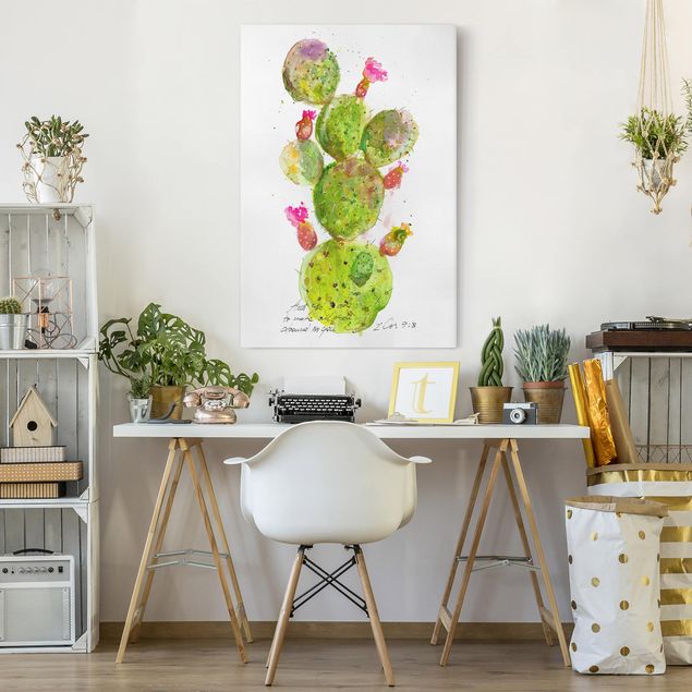 Leinwandbilder Blumen Kaktus mit Bibelvers III