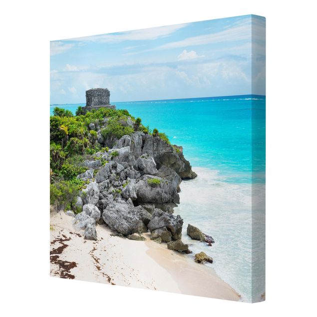 Leinwandbild - Karibikküste Tulum Ruinen - Quadrat 1:1