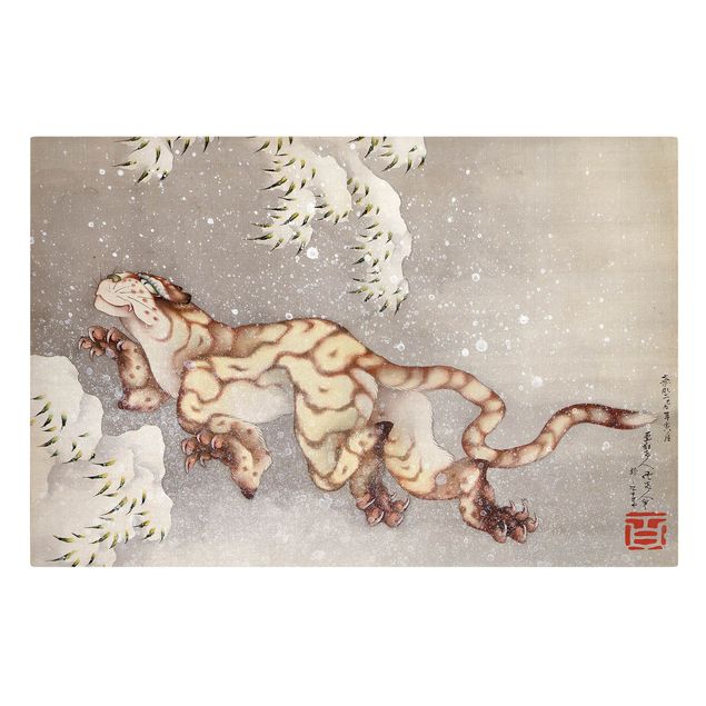 Leinwandbilder kaufen Katsushika Hokusai - Tiger in Schneesturm