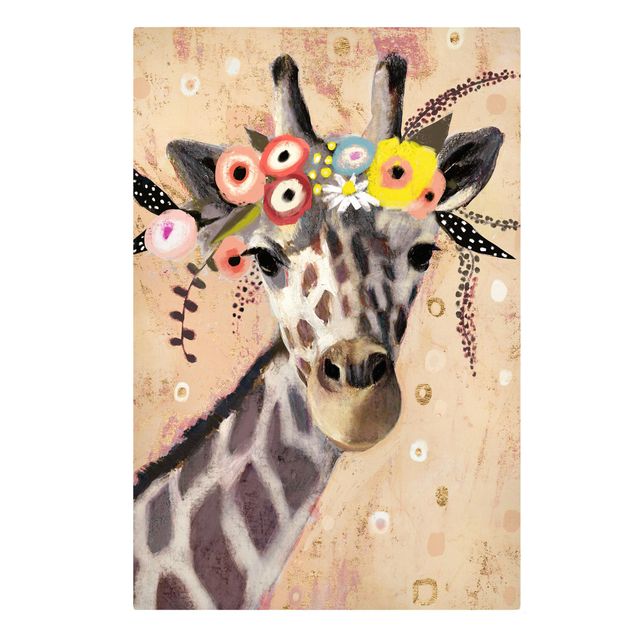 Leinwandbild - Klimt Giraffe - Hochformat 3:2
