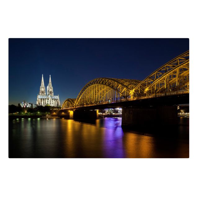 Leinwandbild - Köln bei Nacht - Quer 3:2