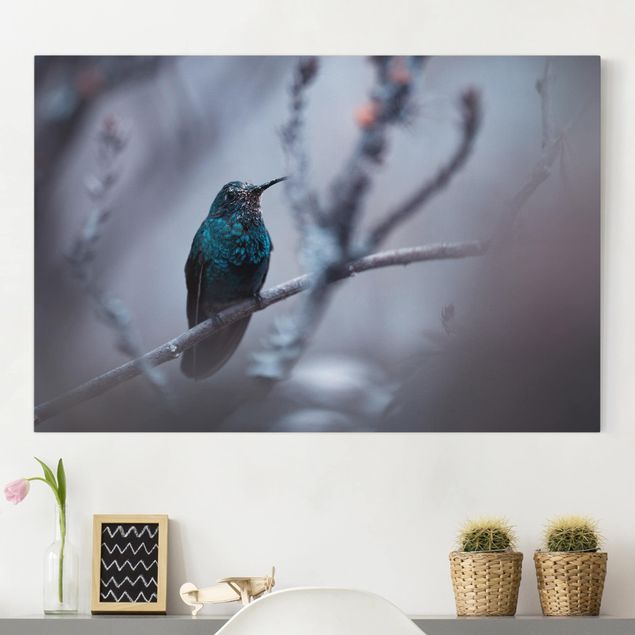 Tierbilder Leinwand Kolibri im Winter
