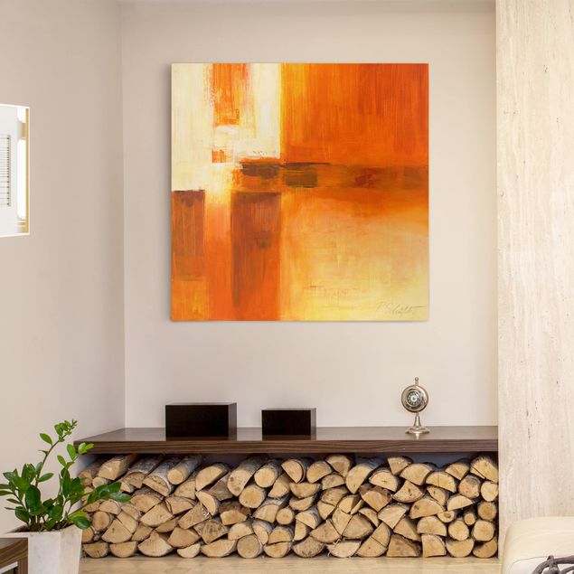 Gemälde abstrakt Komposition in Orange und Braun 01